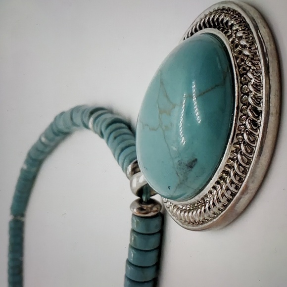 Chaps Faux Turquoise Beaded Pendant Necklace - Picture 5 of 9